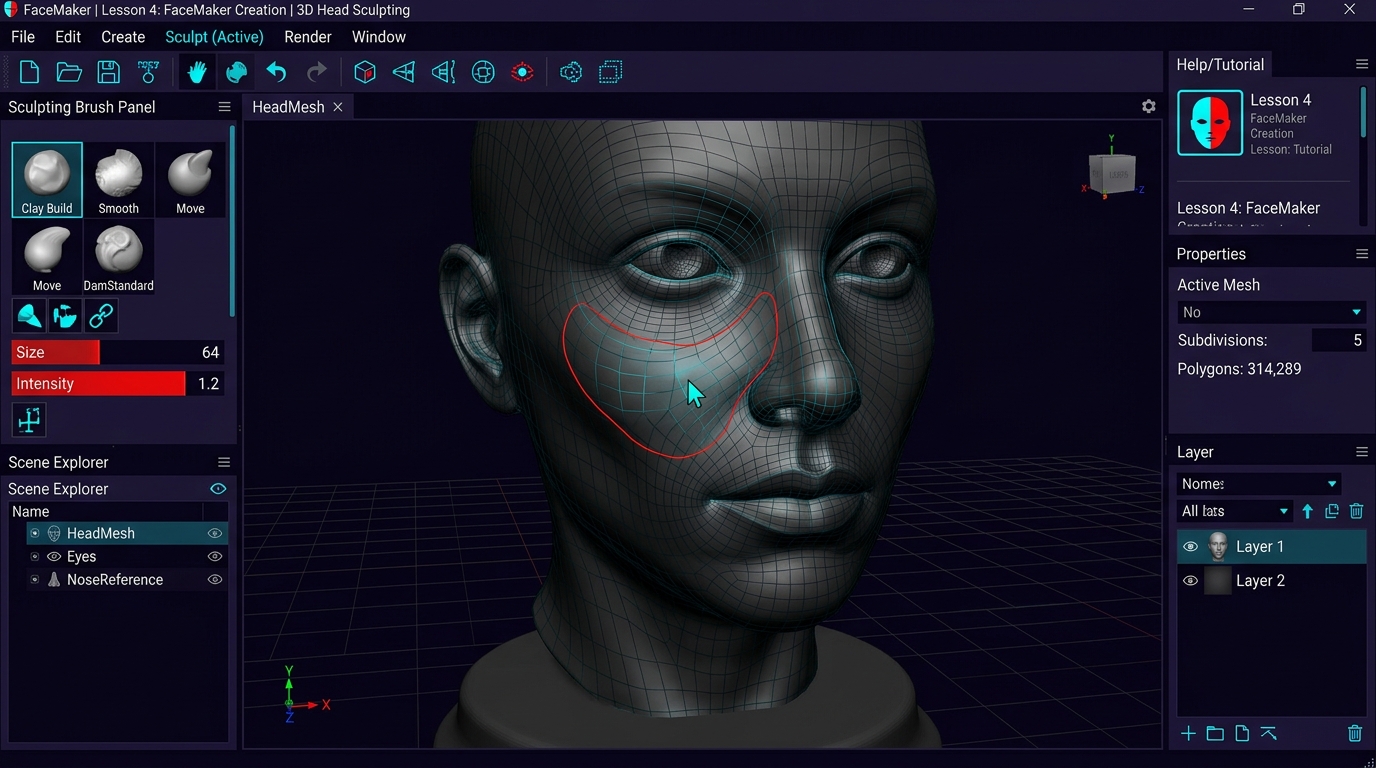 Criação da face 3D